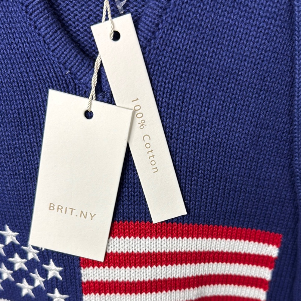 BRIT.NY NWT SZ 1X 100% Cotton hooded Sweater W/FLAG Patriotic 250th USA birthday - Picture 3 of 9